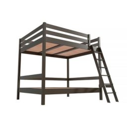 Lit superposé adulte 2 places double échelle bois Sylvia 160x200 Wengé