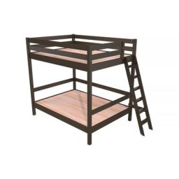Lit superposé adulte 2 places double échelle bois Sylvia 140x200 Wengé