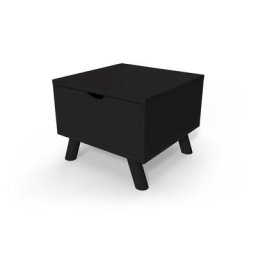 Table de chevet Scandinave bois Viking + tiroir Noir