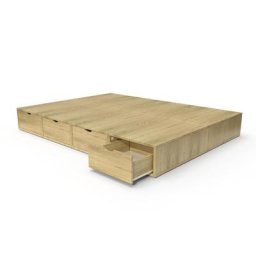 Lit double avec rangement tiroirs Cube 140x200 Miel