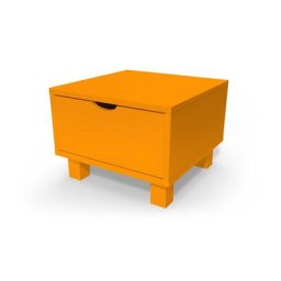 Table de chevet bois Cube + tiroir Orange