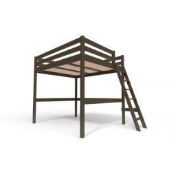 Lit Mezzanine bois avec échelle Sylvia 160x200 Wengé