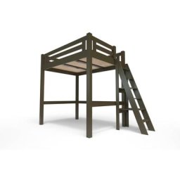 Lit Mezzanine adulte bois + échelle hauteur réglable Alpage 140x200 Wengé