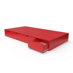 Lit 90x200 1 place avec tiroirs Cube bois 90x200 Rouge