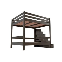 Lit superposé 4 personnes adultes bois escalier cube Sylvia 160x200 Wengé