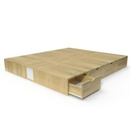 Lit double avec rangement tiroirs Cube 160x200 Miel