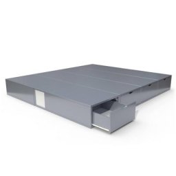 Lit double avec rangement tiroirs Cube 160x200 Gris Aluminium