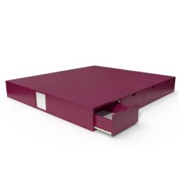 Lit double avec rangement tiroirs Cube 160x200 Prune