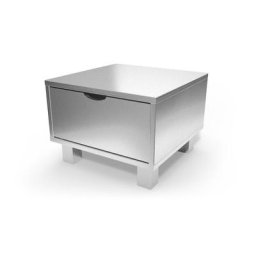 Table de chevet bois Cube + tiroir Gris Aluminium