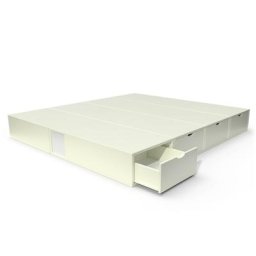 Lit double avec rangement tiroirs Cube 160x200 Ivoire