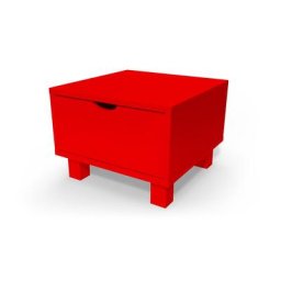 Table de chevet bois Cube + tiroir Rouge