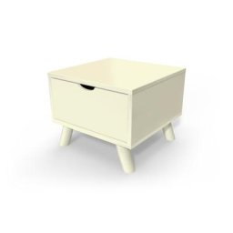 Table de chevet Scandinave bois Viking + tiroir Ivoire