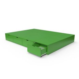 Lit double avec rangement tiroirs Cube 140x200 Vert