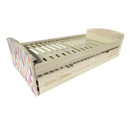 Lit gigogne Happy pin massif 80x190 Décor Plumes