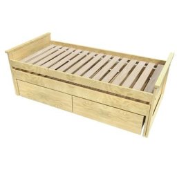 Lit Gigogne Maxi 90x200 bois + tiroirs de rangement 90x200 Miel