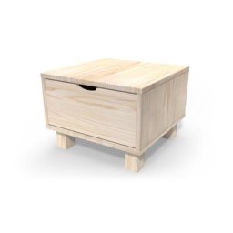 Table de chevet bois Cube + tiroir Brut