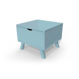 Table de chevet Scandinave bois Viking + tiroir Bleu Pastel