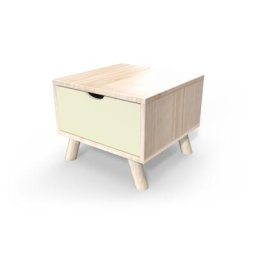 Table de chevet Scandinave bois Viking + tiroir Vernis naturel / Ivoire