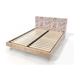 Lit Scandinave 2 places bois Viking 160x200 Décor Fleurs roses
