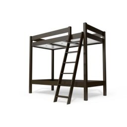 Lit superposé 2 places 90x190 avec échelle inclinée bois ABC 90x190 Wengé