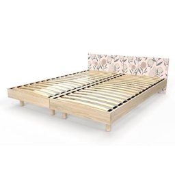 Lits jumeaux bois massif avec têtes Twin 80x200 Décor Fleurs roses