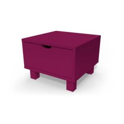 Table de chevet bois Cube + tiroir Prune
