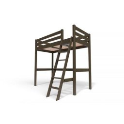 Lit Mezzanine bois avec échelle Sylvia 90x200 Wengé