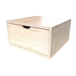 Cube de rangement bois 50x50 cm + tiroir Vernis Naturel