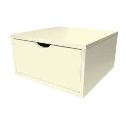 Cube de rangement bois 50x50 cm + tiroir Ivoire