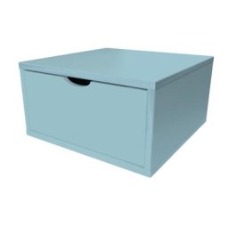 Cube de rangement bois 50x50 cm + tiroir Bleu Pastel