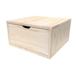 Cube de rangement bois 50x50 cm + tiroir Brut
