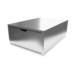 Cube de rangement bois 75x50 cm + tiroir Gris Aluminium