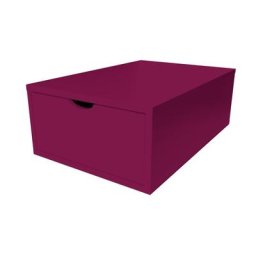 Cube de rangement bois 75x50 cm + tiroir Prune