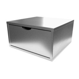 Cube de rangement bois 50x50 cm + tiroir Gris Aluminium