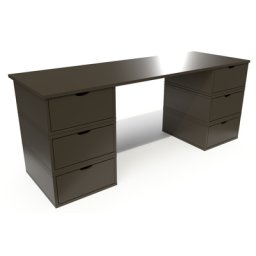 Bureau long en bois 6 tiroirs Cube Wengé
