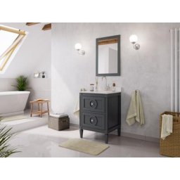 Ensemble meubles SDB cottage 2pcs LAVANDA 60 quartz Carrara monté laqué gris