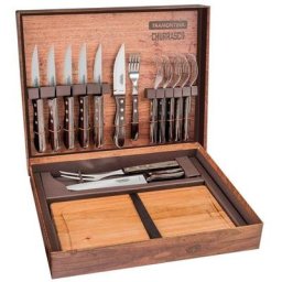 Tramontina - Malette pour barbecue 15 pièces en inox et bois Churrasco