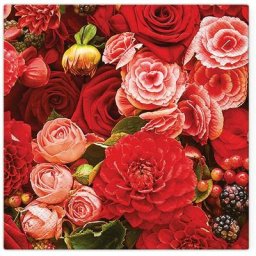 1001kdo Hygiene&beaute - Lot de 20 serviettes en papier renoncules et roses 33 cm