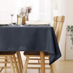Lot de 1 Nappe Imperméable Rectangulaire Effet Lin pour Table de Jardin, 130x160 cm, Gris Fonce