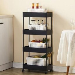 Skecten - Chariot de Stockage Utilitaire à 4 Niveaux Paniers de Rangement Polyvalents Tables
