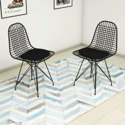 Lot de 2 chaises Semjare Métal et Tissu Noir - Noir
