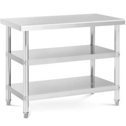 Royal Catering - Table De Travail Inox Plan Cuisine 100 x 60 x 5 cm 2 Tablettes Pieds Réglables