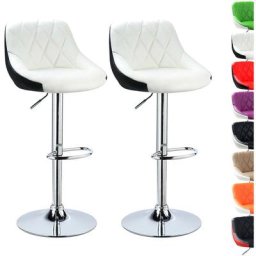 Lot de 2 Tabourets de Bar, Sièges pour Cuisine, Hauteur Réglable, 360° Pivotant, pour Bar, îlot de