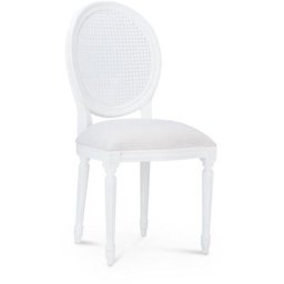 Wabihome - Chaise design élégante en bois blanc et dossier en grille de rotin Wabi Home