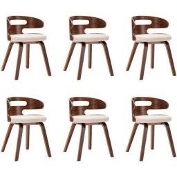 Chaises de salle à manger 6 pcs Crème Bois courbé et similicuir Vidaxl crème et marron foncé