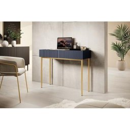 Consoles Bobochic Console 2 tiroirs kasha Pieds or Bleu foncé - Bleu foncé