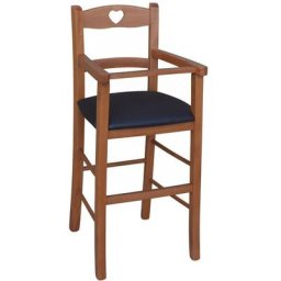 Okaffarefatto - Chaise Haute en Bois Cerisier Avec Siège Rembourré En Cuir Synthétique Marron