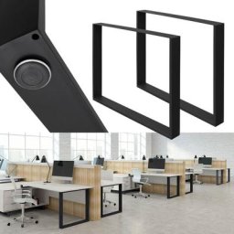 2 x Pieds de table en acier noir 90 x 72 cm support rectangulaire style moderne