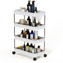 Tonghua - Desserte, chariot de rangement à roulettes étroit, 4 étagères, Blanc, 862240 cm, Avec Des