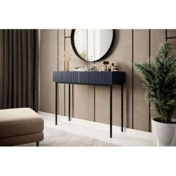 Consoles Bobochic Console 2 tiroirs kasha pieds noirs Bleu foncé - Bleu foncé